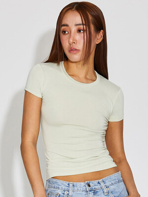 BAMBOO FITTED BASIC SHORT SLEEVE TOP_T316TP134(WG)