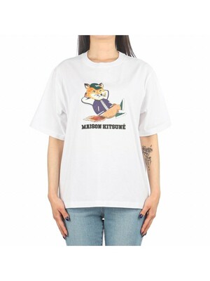 23SS (KW00108KJ0008 WHITE) 여성 드레스드 폭스 반팔 티셔츠