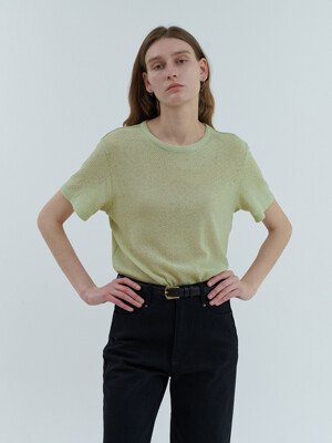 Mesh half T shirt_OLIVE