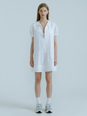 23SS_Double Belt Loops Mini Dress (White)