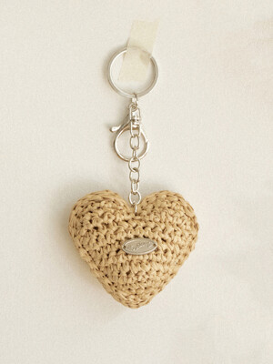 No.170 / Chubby Heart Key Ring _ Raffia