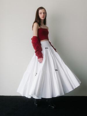RIBBON CREAM COTTON LONG SKIRT_TT3W502IV