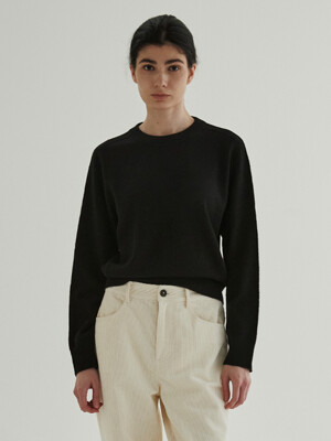 Whole Garment Fine Wool Knit (Black)