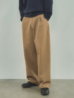 P10026 One-tuck wide cotton pants_Beige