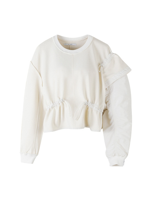 티셔츠 - 래코드 (RE;CODE) - Unbalanced Bomber Sleeve Sweatshirts_RQTAA23510IVX