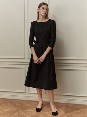 Bow-detailed Flare Dress_Black