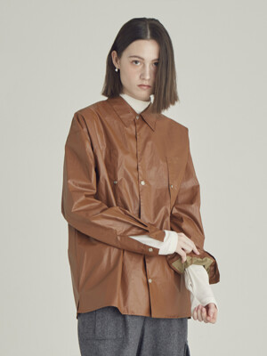 faux-leather pocket shirst_br