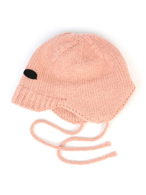 Wool Pink Knit Earflap Cap 귀달이모자