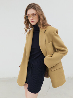 23 Winter_ Camel Pocket Single Blazer