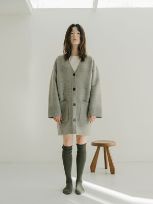 CAMEL TWEED LONG CARDIGAN_SEPIA