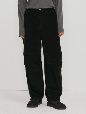 Washed corduroy pants (black)