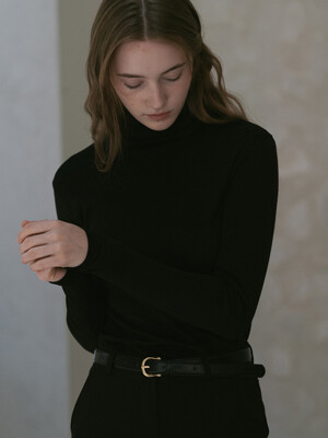 Satin Gold Classic Belt - Black