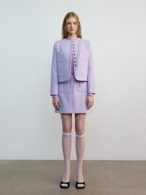 Classy A-line Tweed Skirt Lavender (JWSK4E901V1)