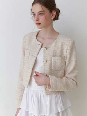 Pound tweed jacket (baby pink)