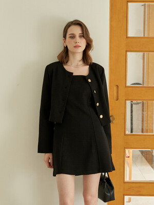 [SET] Bonita Neat Tweed Black (Jacket+Dress)