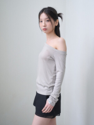 ONE-SHOULDER LONG SLEEVE-GRAY