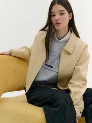 ECO LEATHER COLLAR BLOUSON (butter beige)