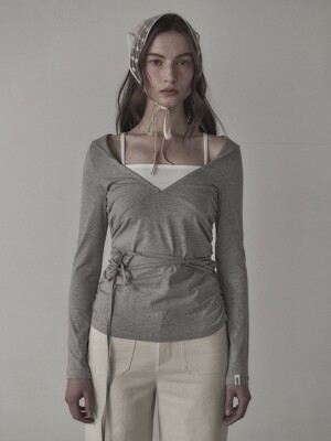 Selene Sailor collor layered t-shirt - Grey