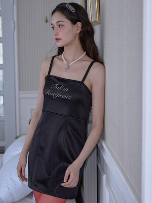 Satin Sleeveless Mini Dress [Black]