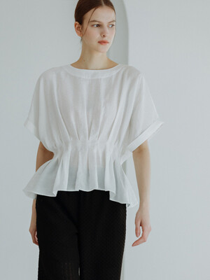 웨이스트 포인트 블라우스 화이트 WAIST POINT BLOUSE WHITE