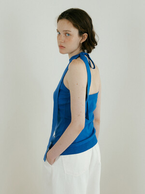 Muffler Halterneck Sleeveless Knit (Deep blue)