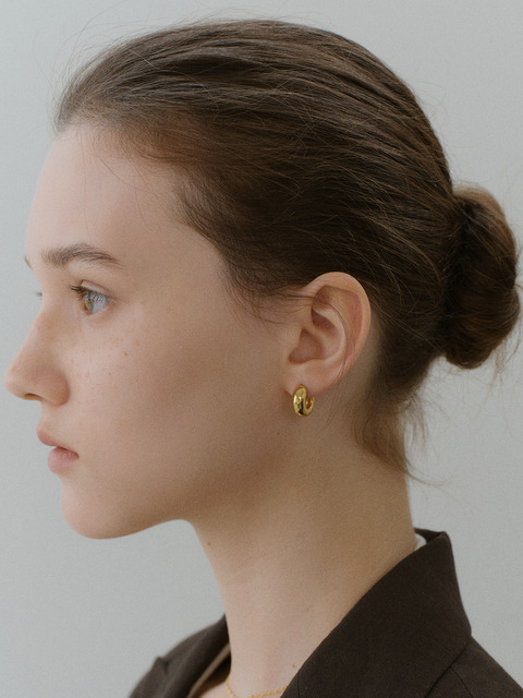 노말리 [White gold] Boat Hoop Earrings