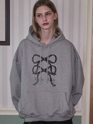 Overlap Ribbon Hoodie [Gray]