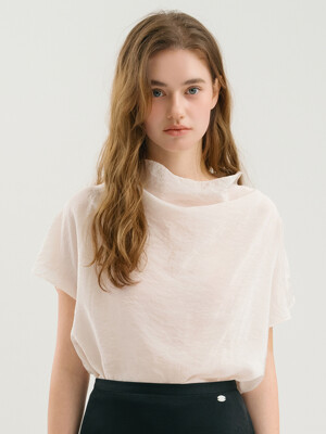 D Silky Cowl Neck Half Blouse_3colors