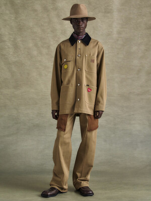 GUITAR PRINTED COTTON JACKET awa678m(TAN)