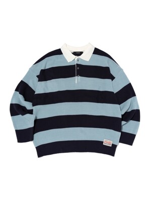STRIPE COLLAR KNIT (SKYBLUE)