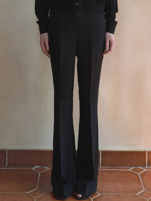 [단독]RAYON SLEEK BOOTS CUT PANTS, BLACK