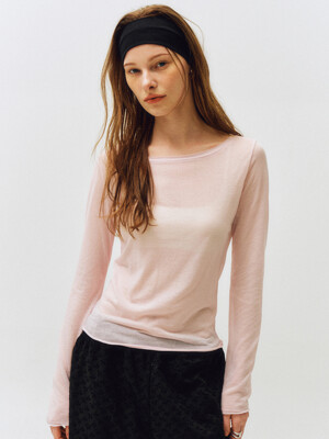 Basic Summer Boat Neck T-shirt_CTT366(Pink)
