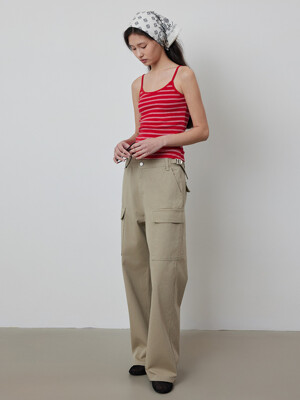 Cotton Chino Washing Buckle Straight Cargo Pants