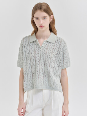 Crochet collar pullover knit [MT]
