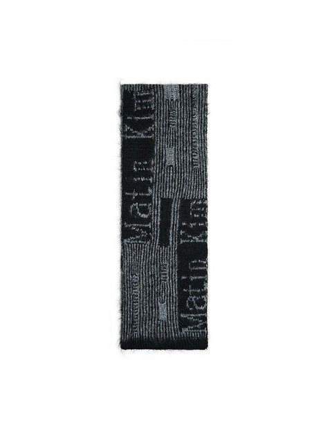 마뗑킴 VINTAGE STRIPE LOGO MUFFLER IN BLACK