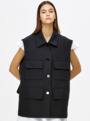 OVERSIZED VEST(NAVY)