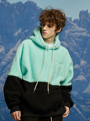 Classic Color Block Fleece Hoodie - Mint