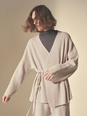 LOUNGE KNIT SHORT ROBE_Beige(man)