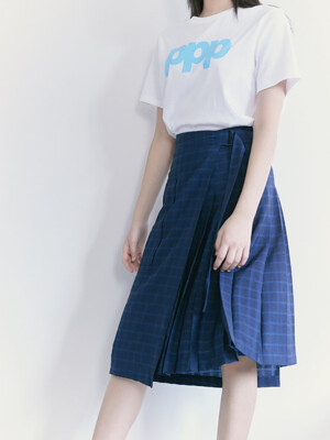 Big Pocket Pleats Wrap Skirt  Blue (KE1227M03P)