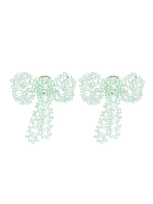 [단독]Soft Ribbon Beads Earrings (Twinkle Mint)