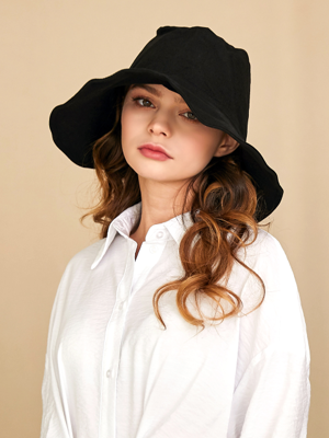 [unisex]MOOD LINEN BLACK BUCKET HAT