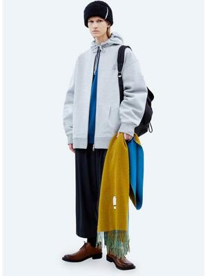 Portrait logo hood zip up Grey