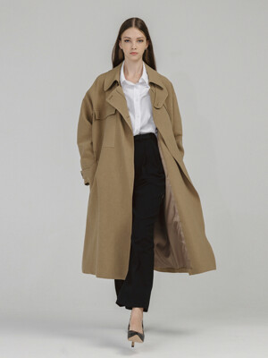 OVERSIZED BIG POCKET TRENCH COAT (KHAKI BROWN)