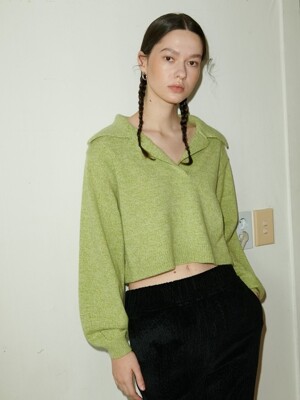 CROP PULLOVER KNIT / GREEN