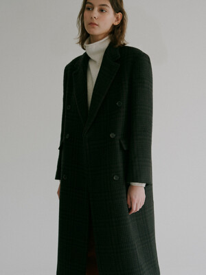 brown check double coat (brown check)