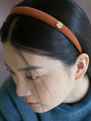 ribbed charm hair band (dark orange)