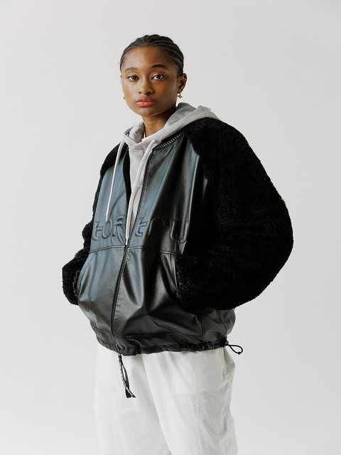 아우터,아우터 - 아웃오브트렁크 (OUT OF TRUNK) - OOT Shearling Detail Leather Varsity