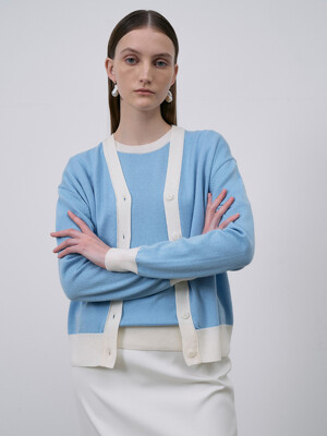 Summer wool 100 cardigan-Blue
