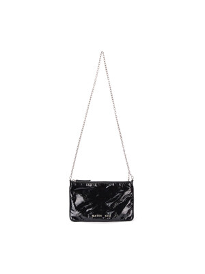 GLOSSY LEATHER CLUTCH BAG IN BLACK