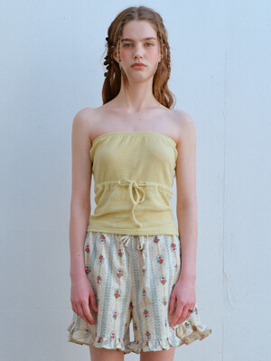 WAFFLE TUBE TOP, YELLOW PEAR